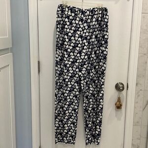 Coldwater Creek Blue/White Hearts Pajama Lounge Pants Large